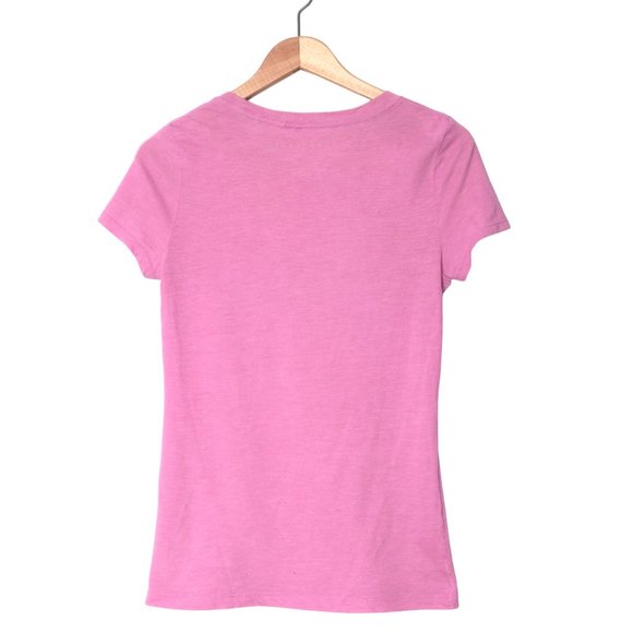 Aeropostal Retro Sequin T-shirt Short Cap Sleeves Top Stretch Glitter Girly Pink - Picture 3 of 6